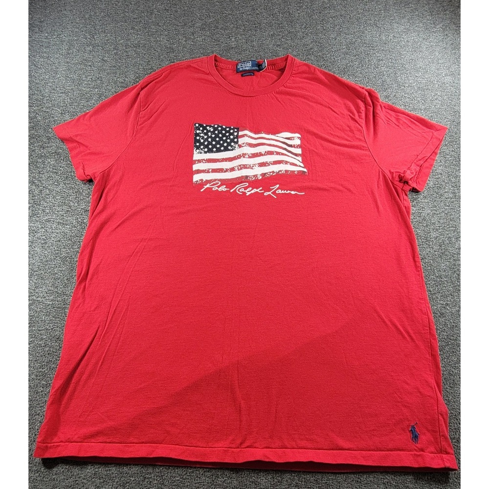 Vintage Polo Ralph Lauren US American Flag ShortSleeve-t Sz XXL Single Stitch.